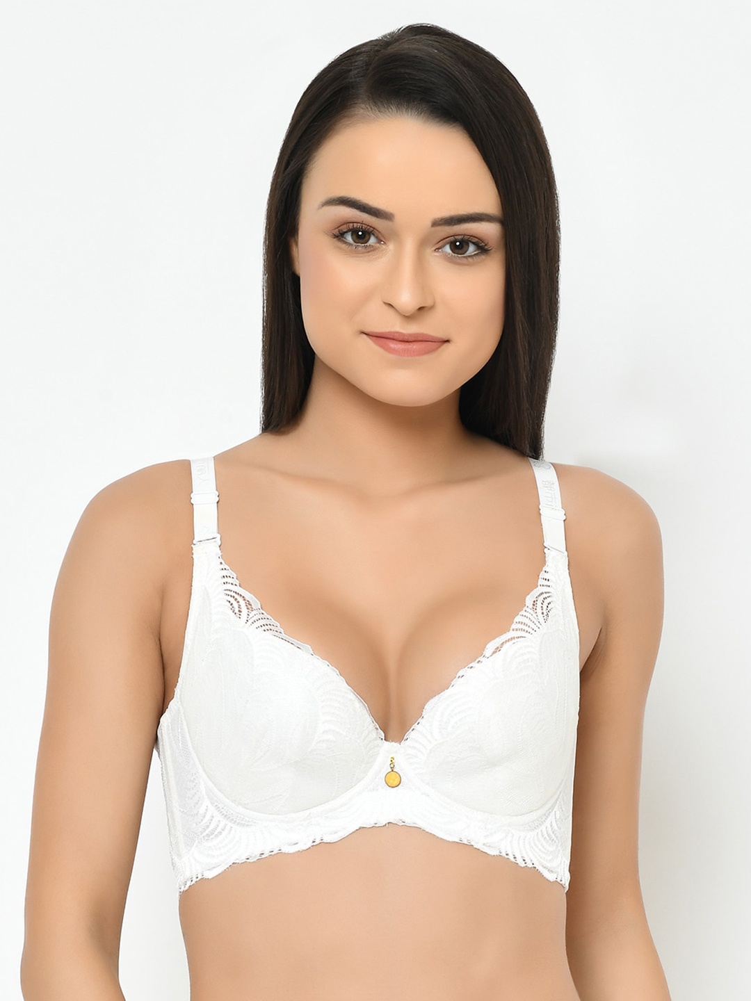 

Cosmo Lady White Lace Underwired Lightly Padded Plunge Bra 86915White