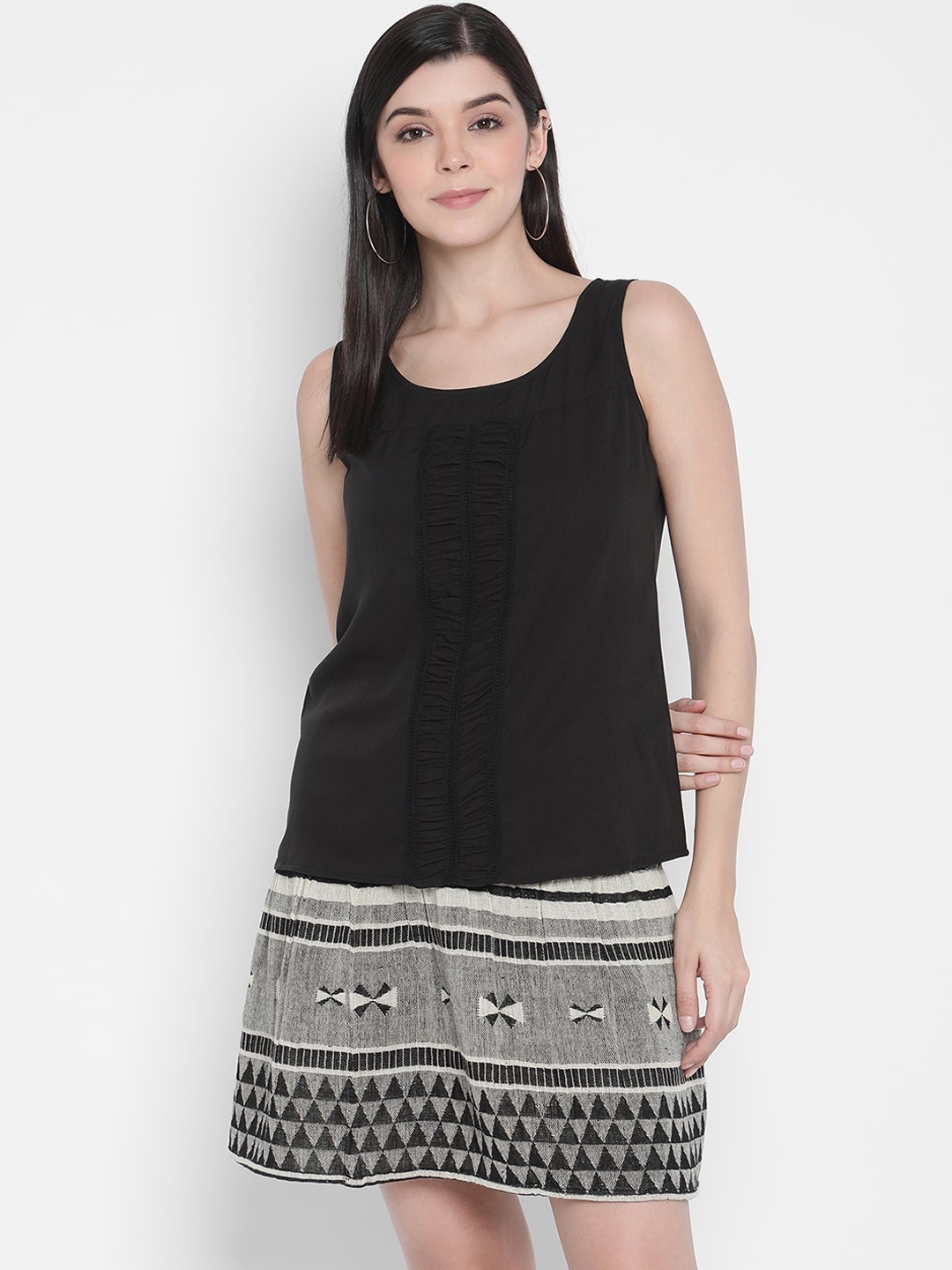 

Porsorte Women Black Solid Cotton Top