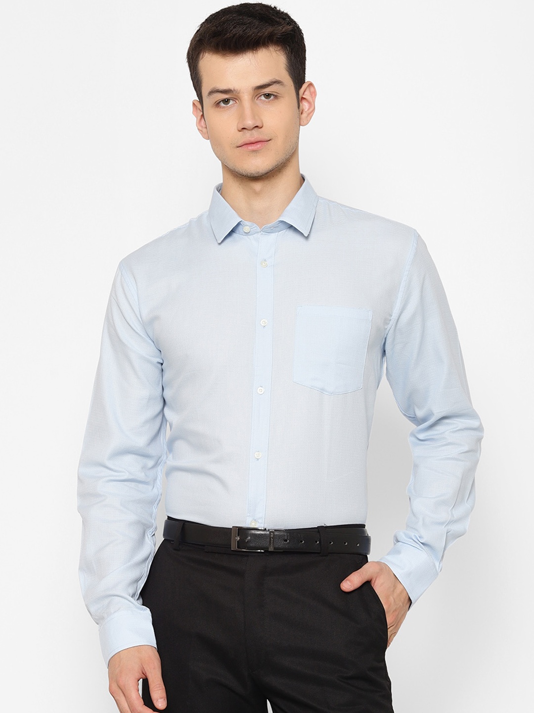 

cape canary Men Blue Regular Fit Solid Casual Shirt