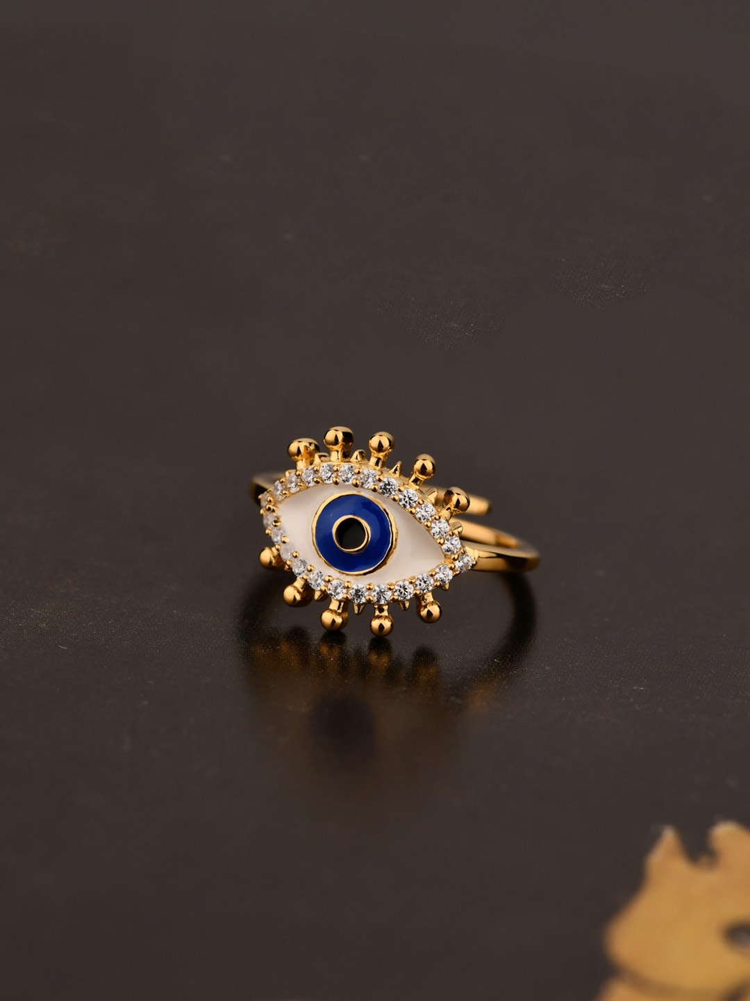 

TALISMAN White & Gold Positive Vibes Evil Eye Adjustable Ring