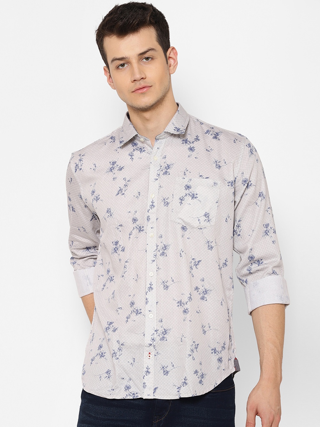 

cape canary Men Grey Regular Fit Printed Casual Shirt