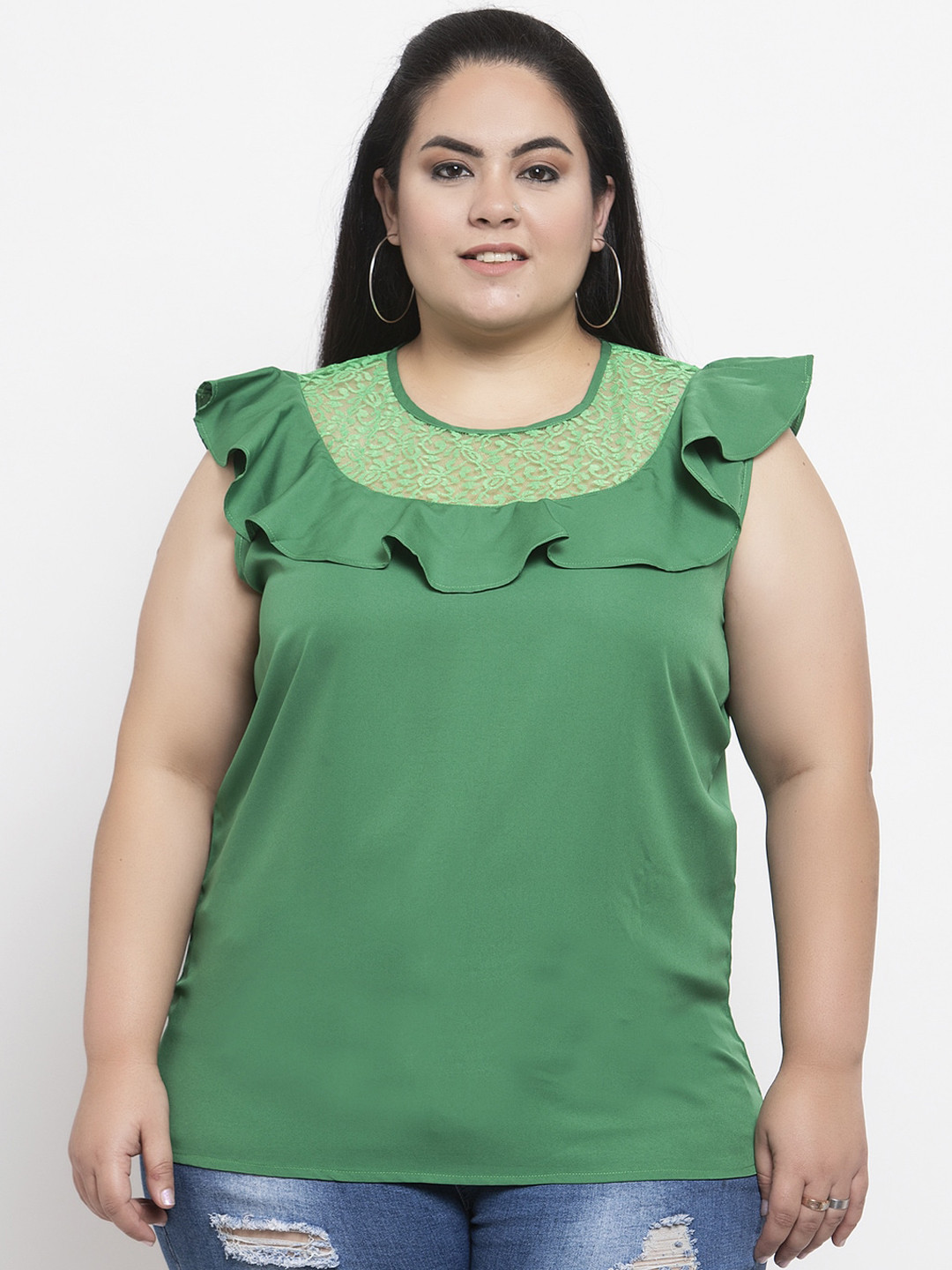 

Flambeur Women Green Solid Top