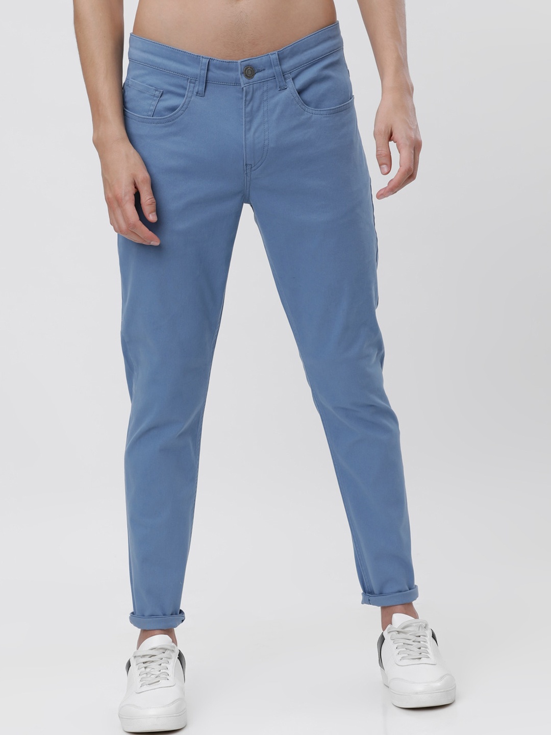 HIGHLANDER Men Blue Tapered Fit Solid Chinos