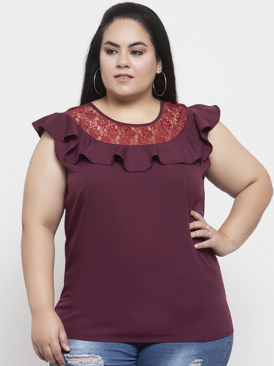 

Flambeur Women Maroon Solid Top