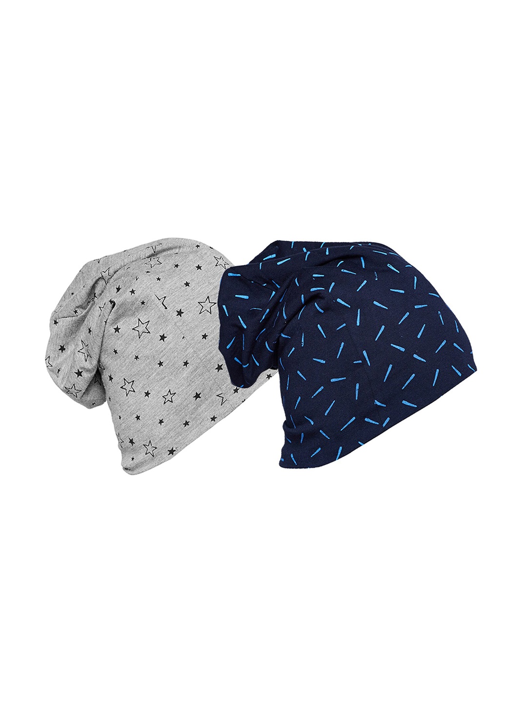 

MACK JONNEY Unisex Pack Of 2 Printed Beanie, Grey melange