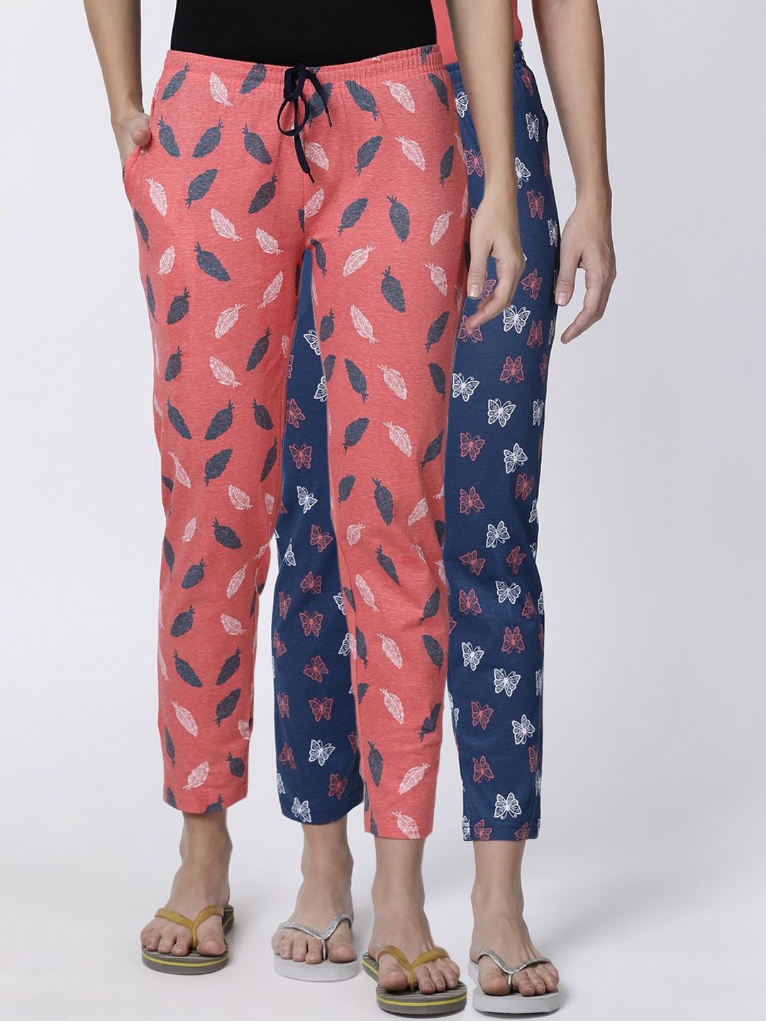 

Kryptic Women Pack Of 2 Printed Lounge Pants, Navy blue