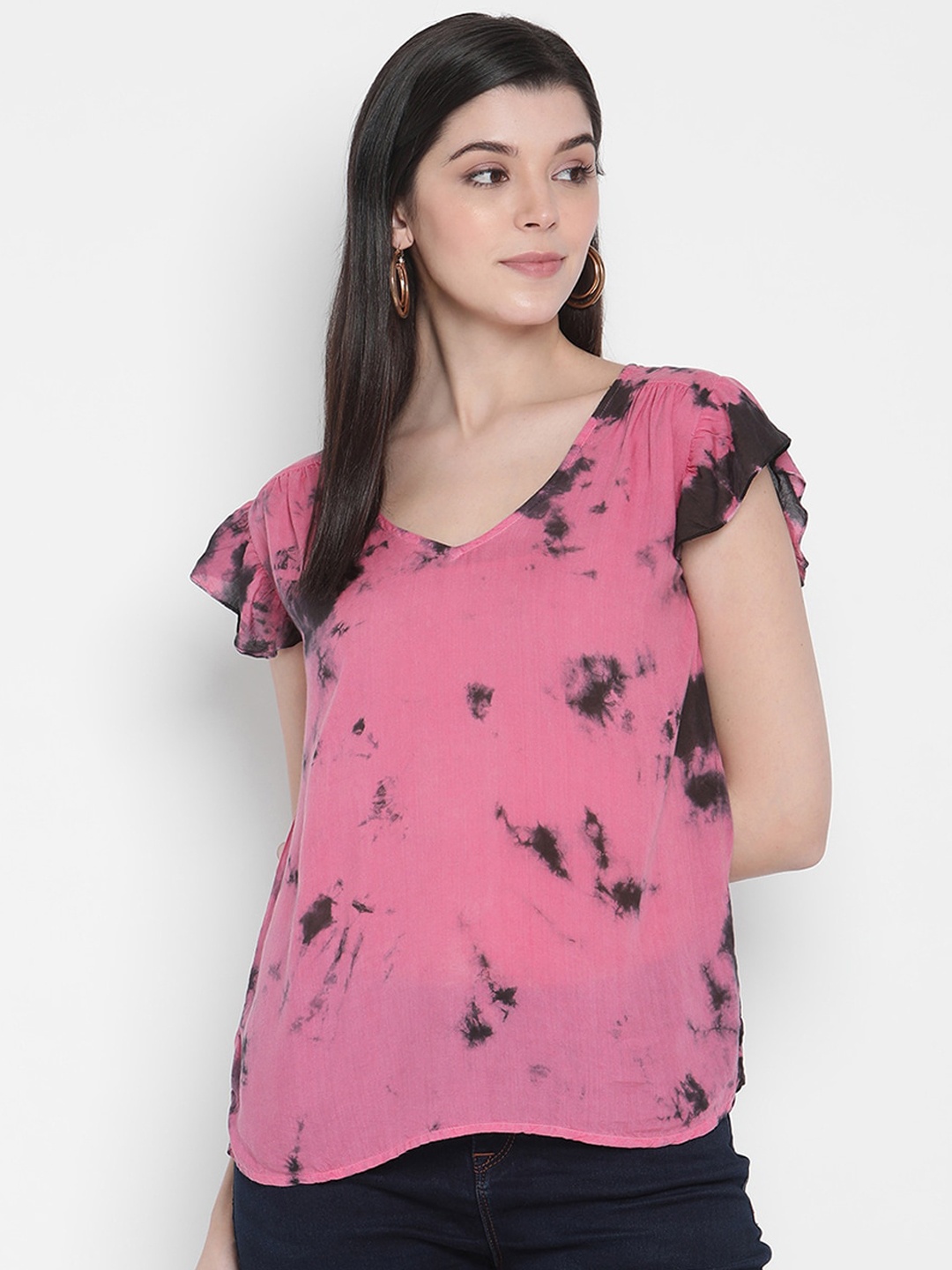 

Porsorte Women Pink & Black Dyed Top