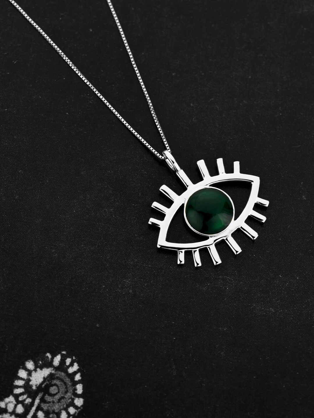 

TALISMAN Rhodium-Plated Silver-Toned & Black Handcrafted Sustainable Pendant