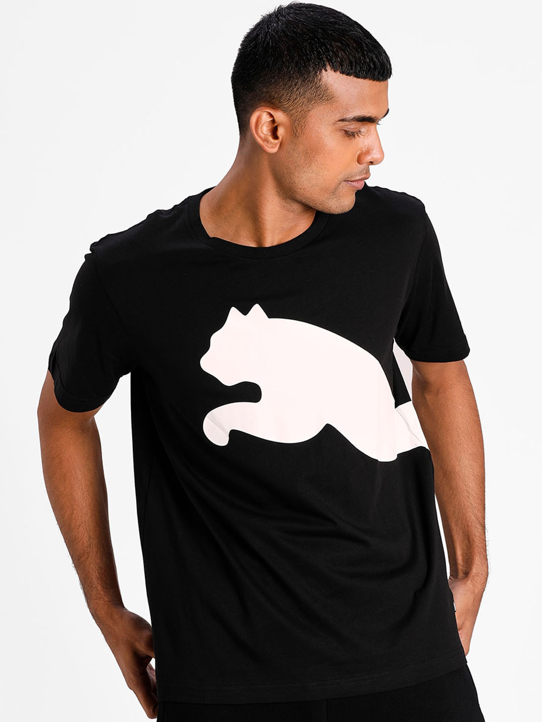 

Puma Men Black Printed Round Neck T-shirt