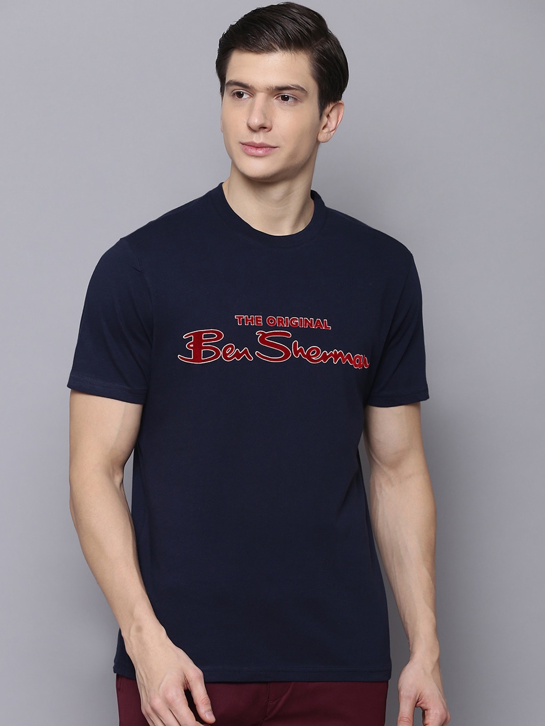 

BEN SHERMAN Men Blue Printed Round Neck T-shirt