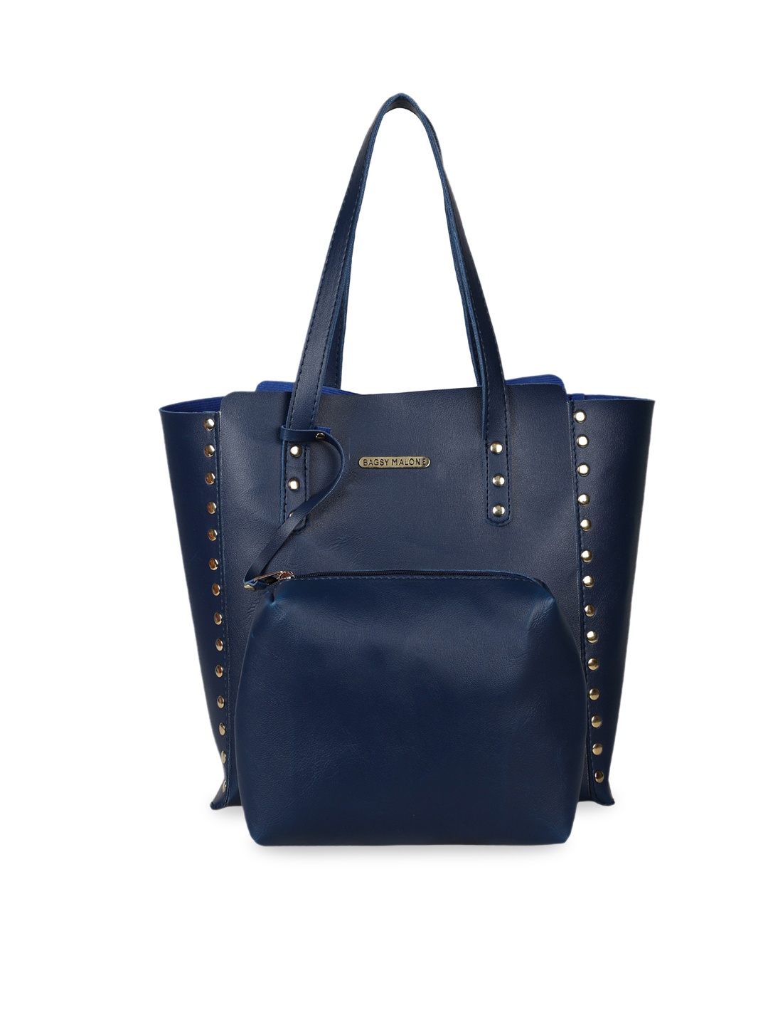 Bagsy Malone Navy Blue Embellished Tote Bag with Pouch