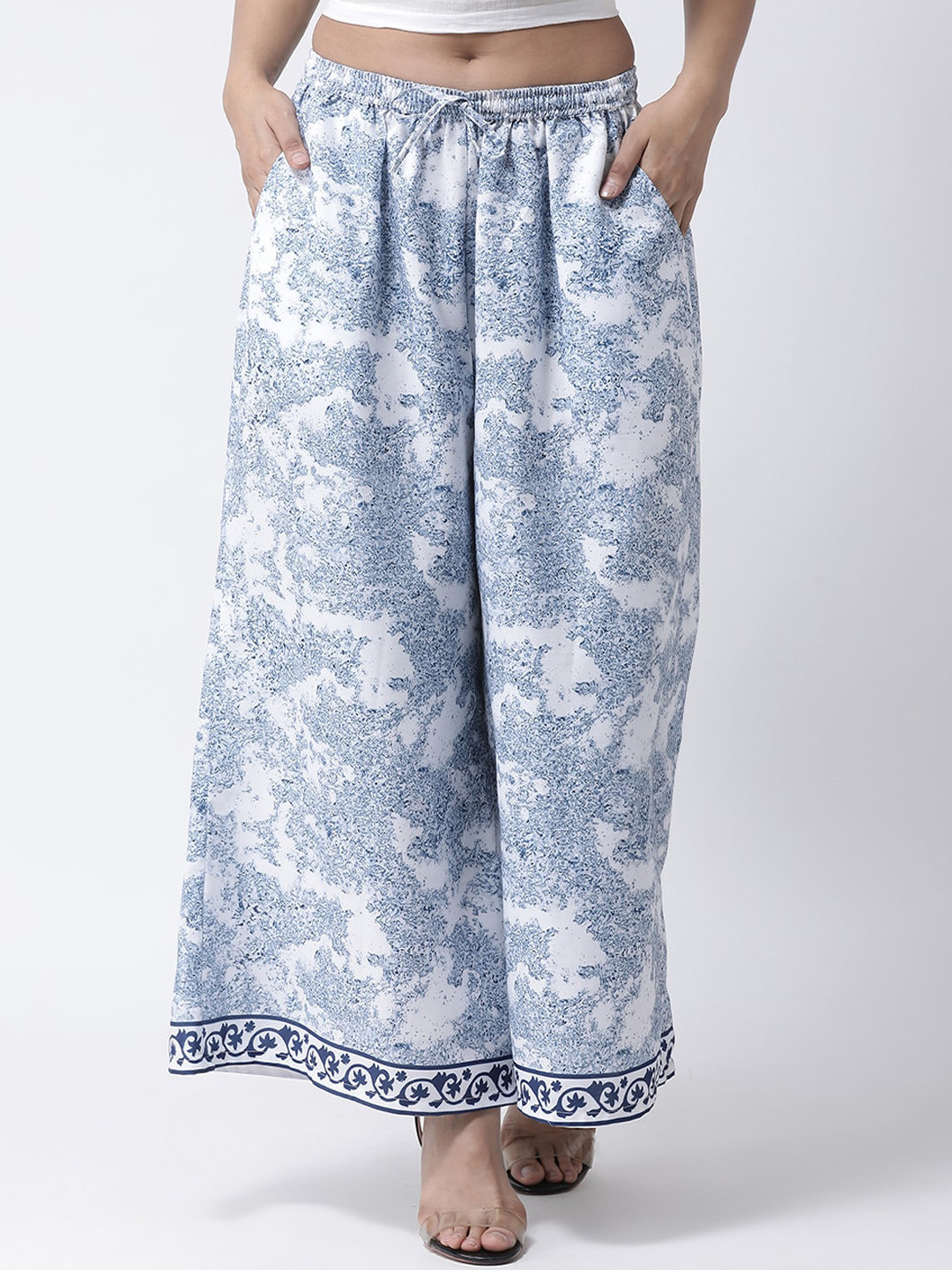 

Hangup Floral Printed Flared Palazzo, Blue