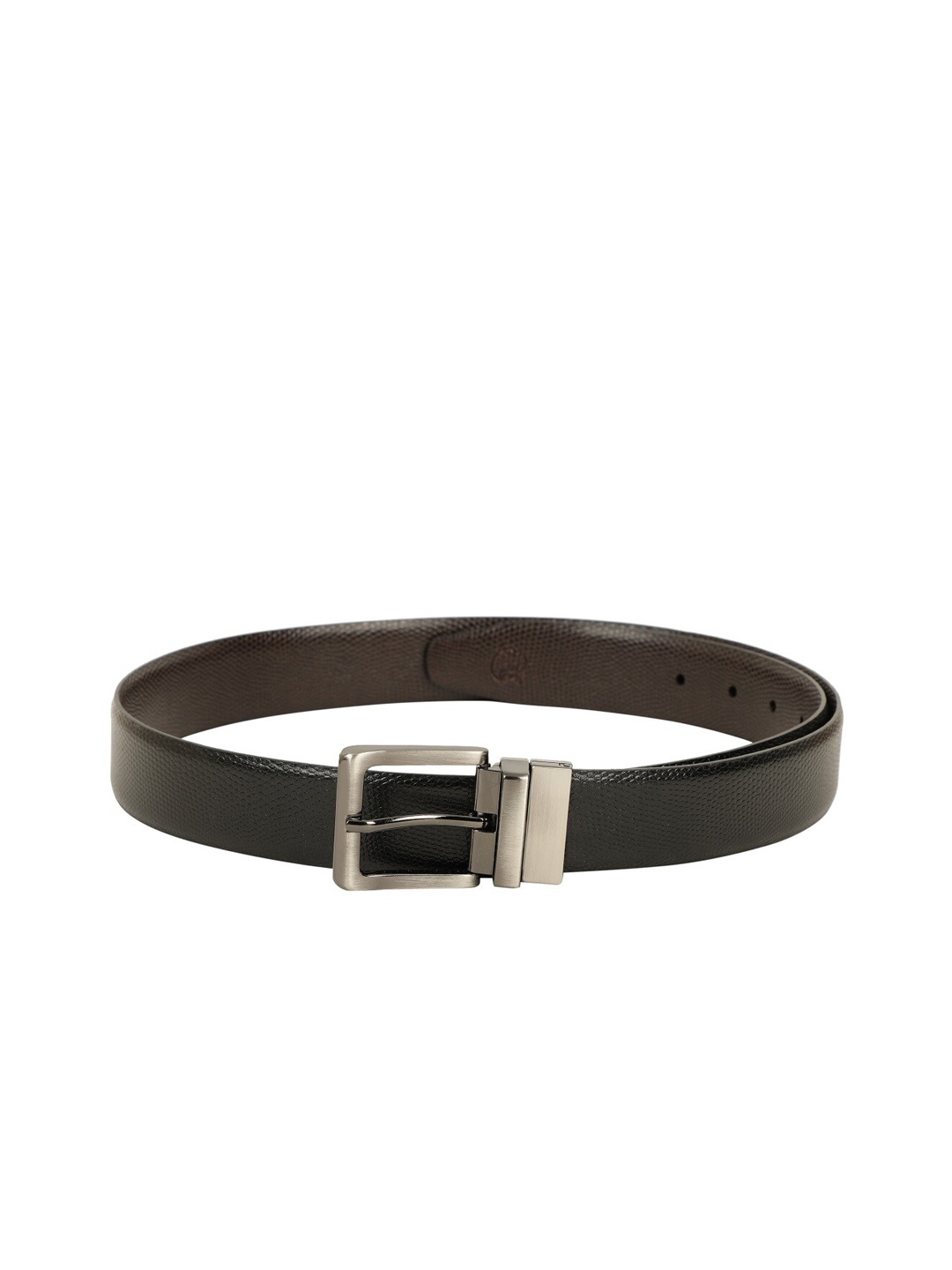 

ZEVORA Men Black & Brown Reversible Textured Belt