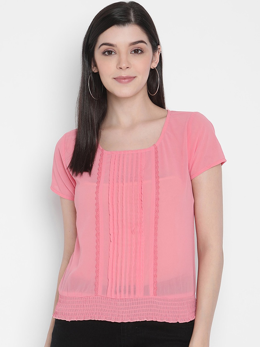 

Porsorte Women Pink Solid Blouson Top