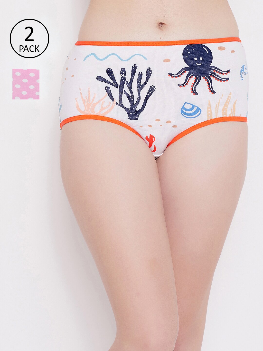 

Clovia Women Pack Of 2 Assorted Sustainable Hipster Briefs COMPNC829