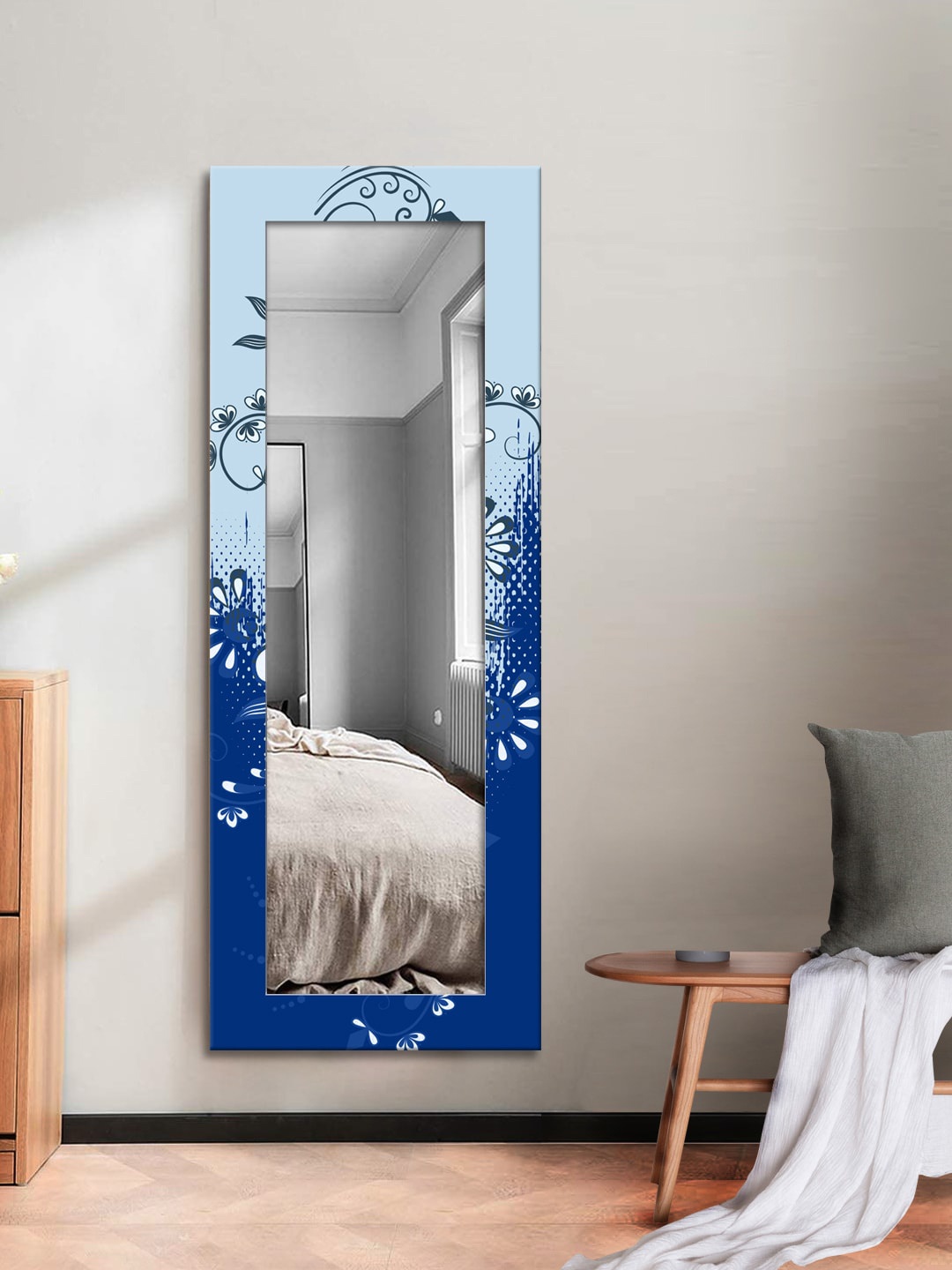 

999Store Blue Printed Wall Mirror