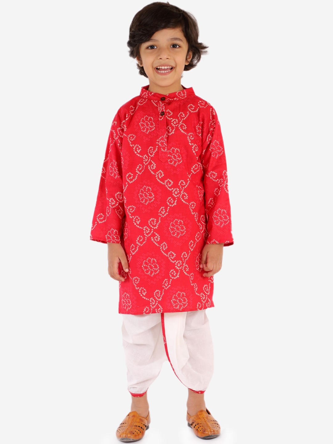 

Chipbeys Boys Red Printed Kurti with Dhoti Pants