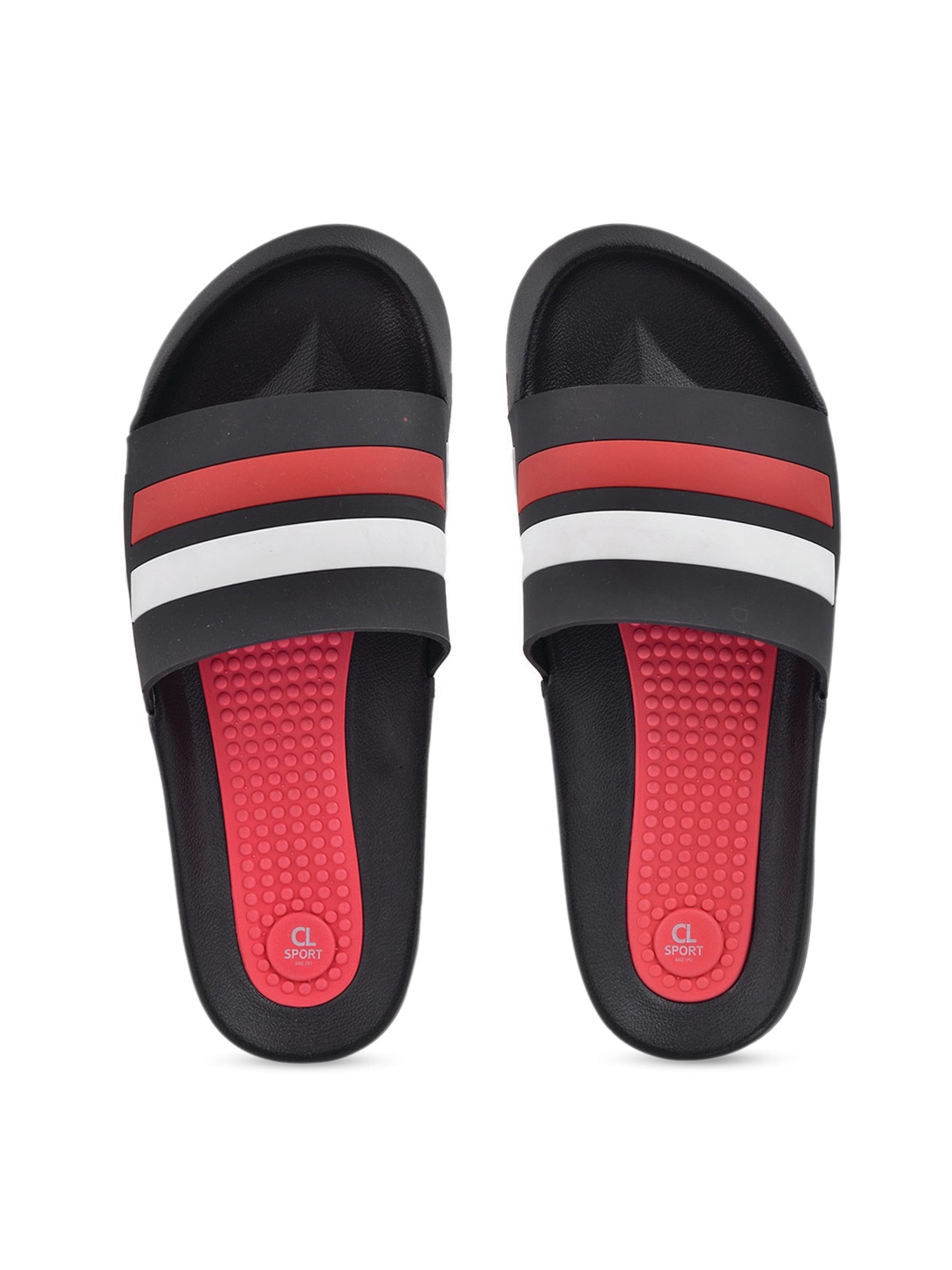 

Carlton London sports Men Black & Red Colourblocked Sliders