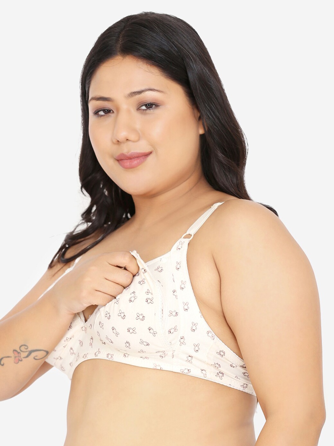

MAMMA PRESTO Beige & Black Non-Wired Non Padded Maternity Nursing Bra MPF-29 BEIGE-C20
