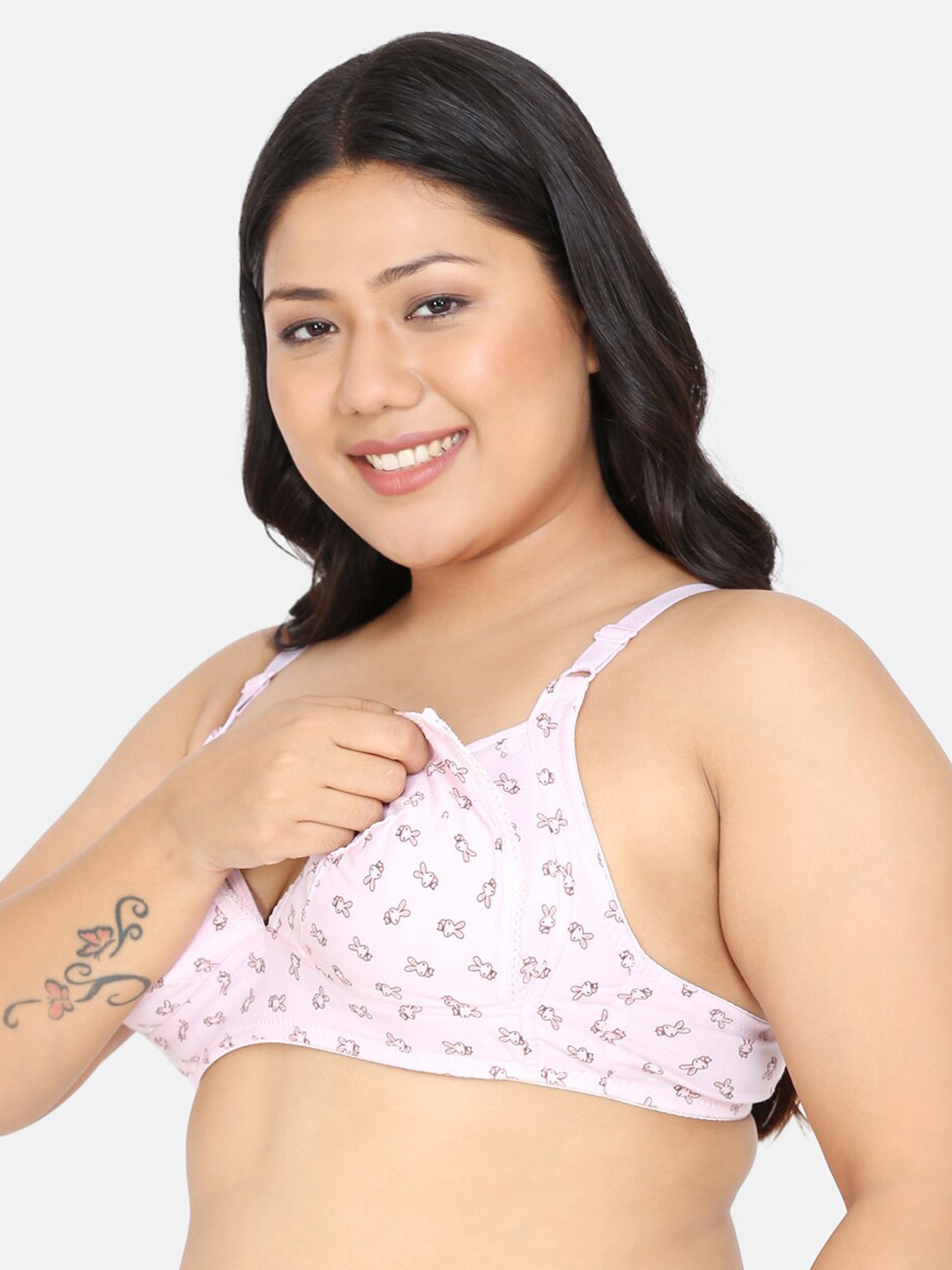 

MAMMA PRESTO Pink Printed Non-Wired Non Padded Maternity Nursing Bra MPF-29