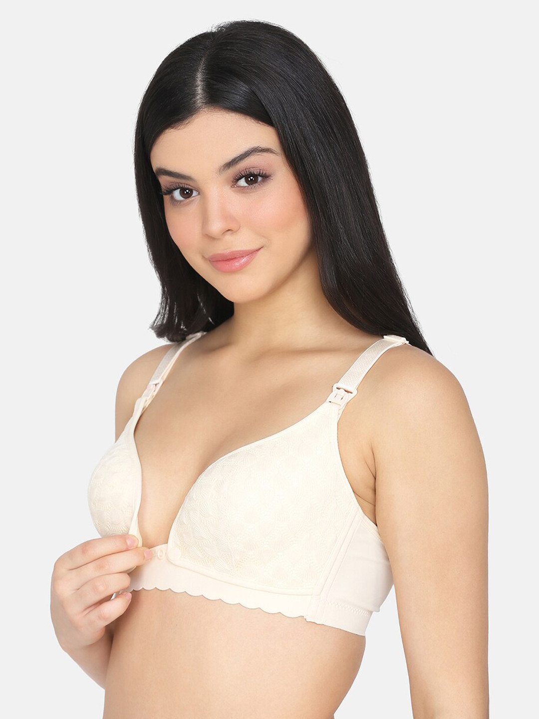 

MAMMA PRESTO Cream-Coloured Printed Non-Wired Lightly Padded Maternity Nursing Bra MPF-32