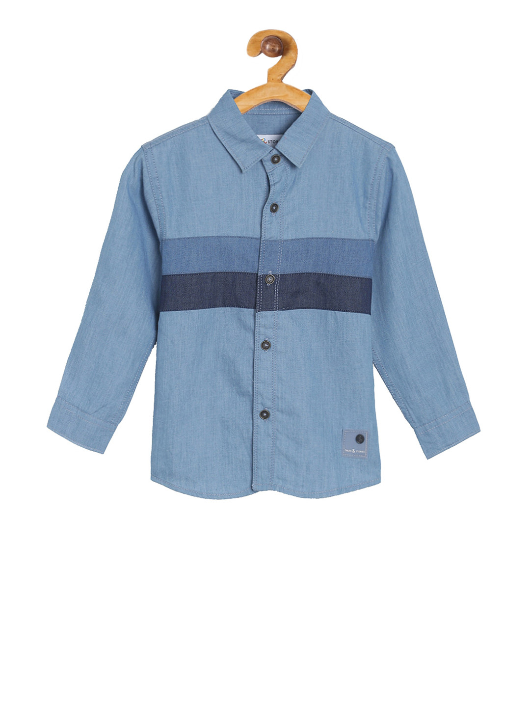 

TALES & STORIES Boys Blue Regular Fit Solid Casual Shirt