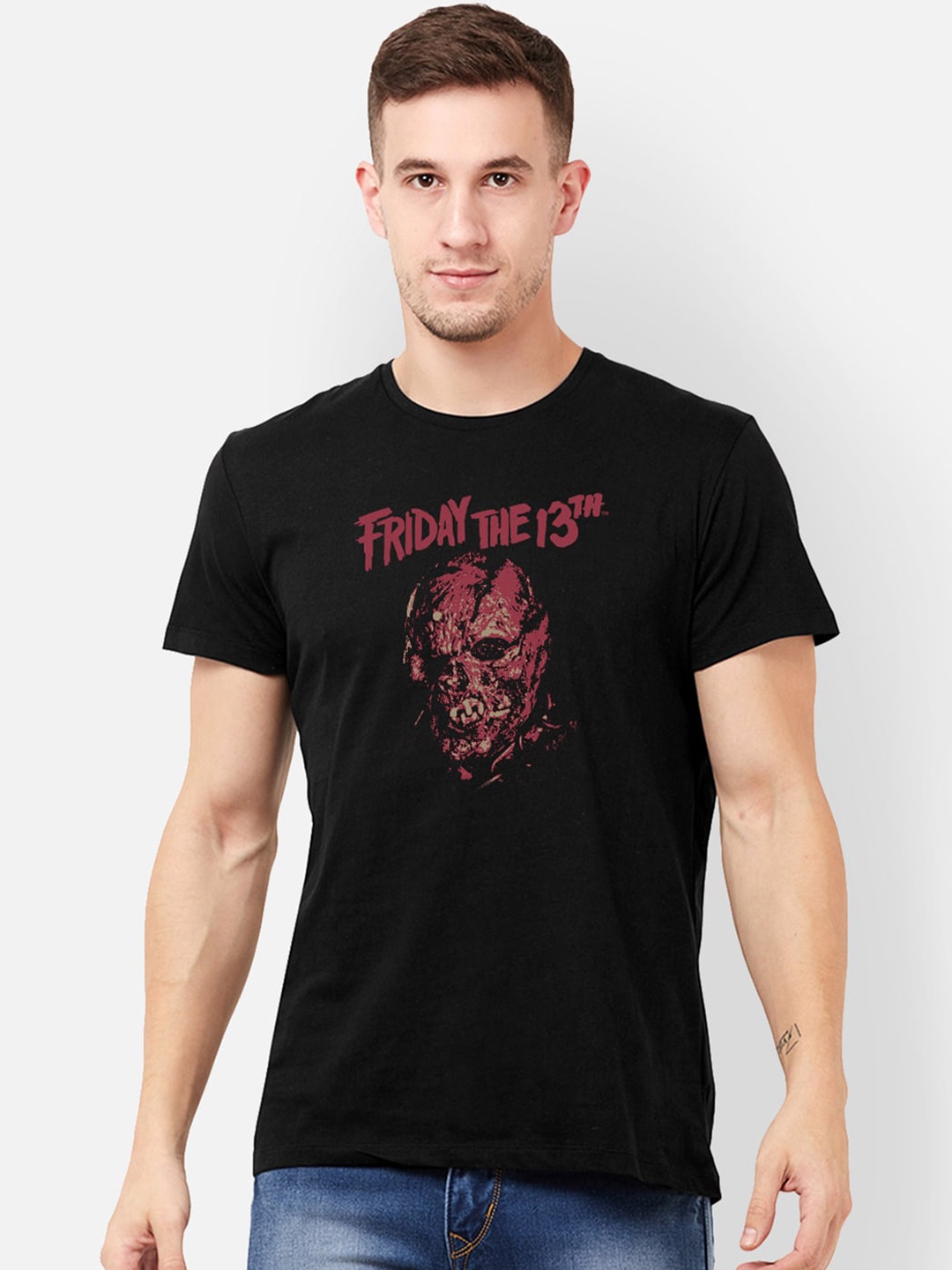 

Free Authority Men Black Friday The 13Th Printed Round Neck T-shirt
