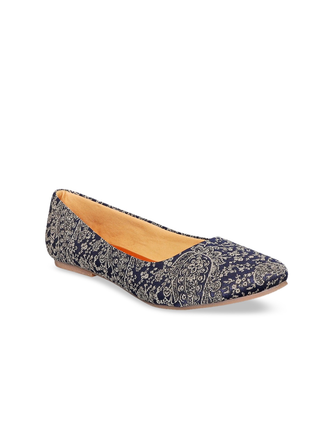

Kanvas Women Navy Blue Printed Fabric Ballerinas