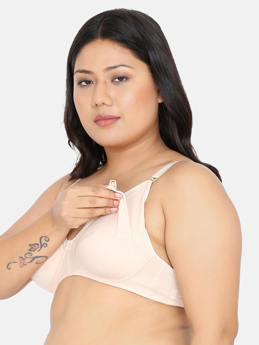 

MAMMA PRESTO Beige Solid Non-Wired Non Padded Maternity Nursing Bra MPF-24 BEIGE