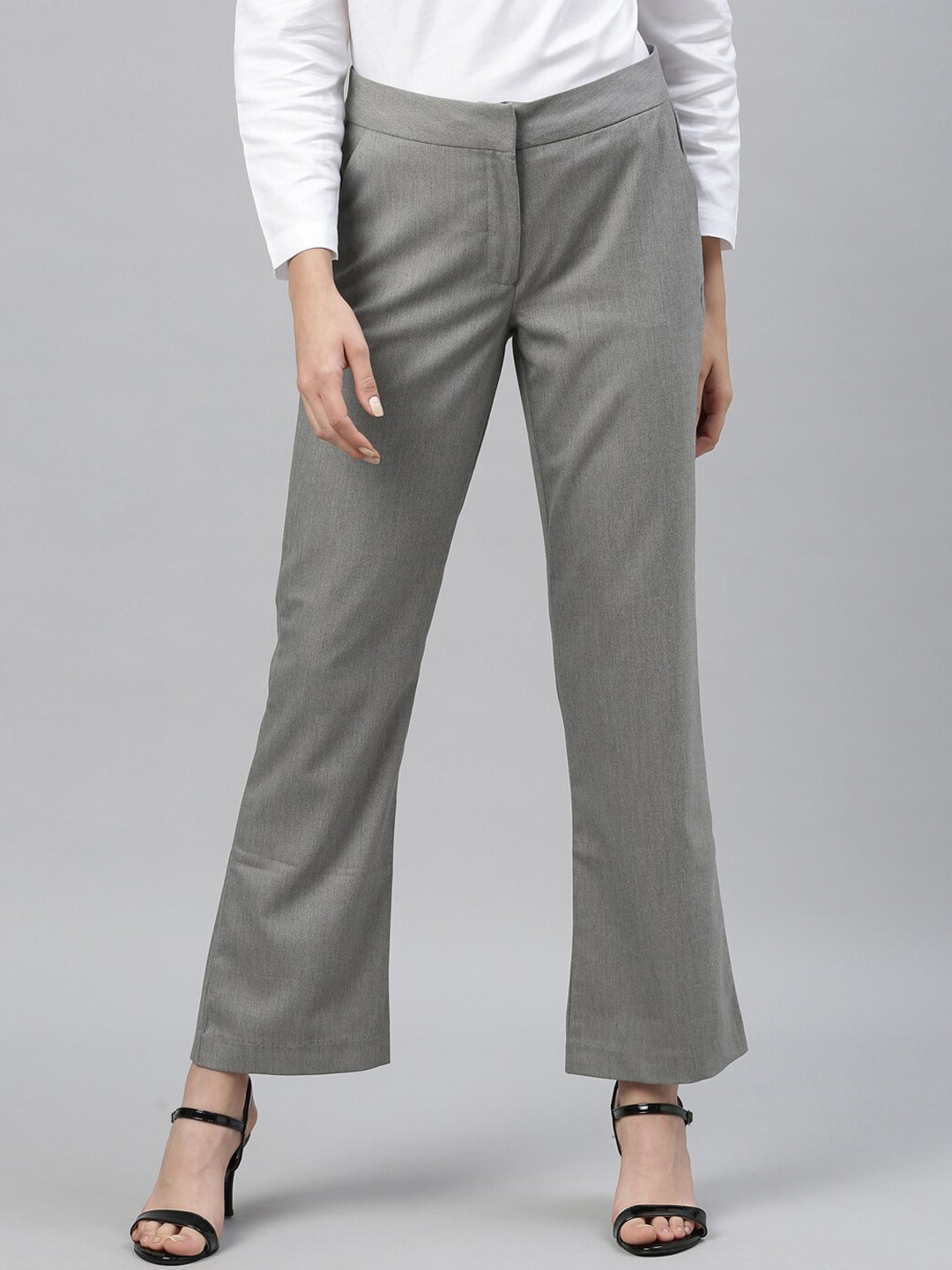 

RAREISM Women Grey Regular Fit Solid Parallel Trousers