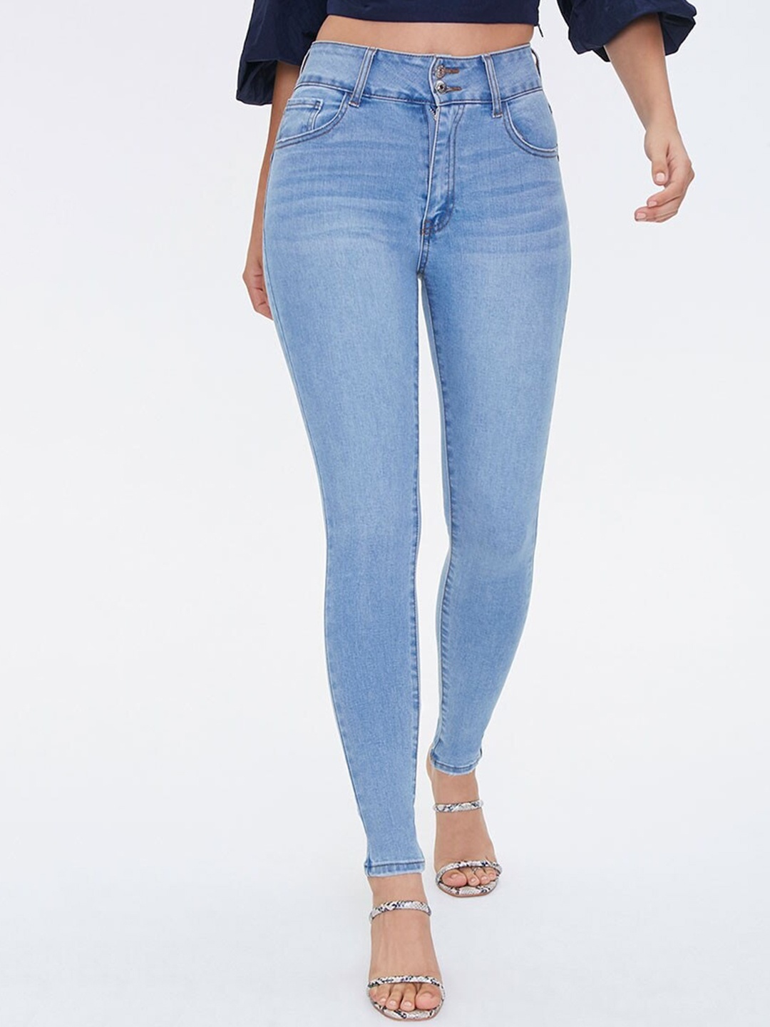 

FOREVER 21 Women Blue Regular Fit Jeans
