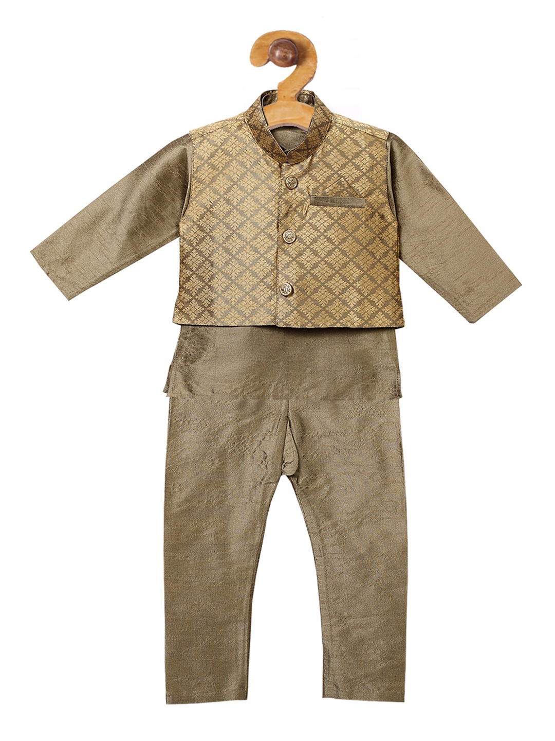 

Ridokidz Boys Khaki Solid Kurta with Pyjamas