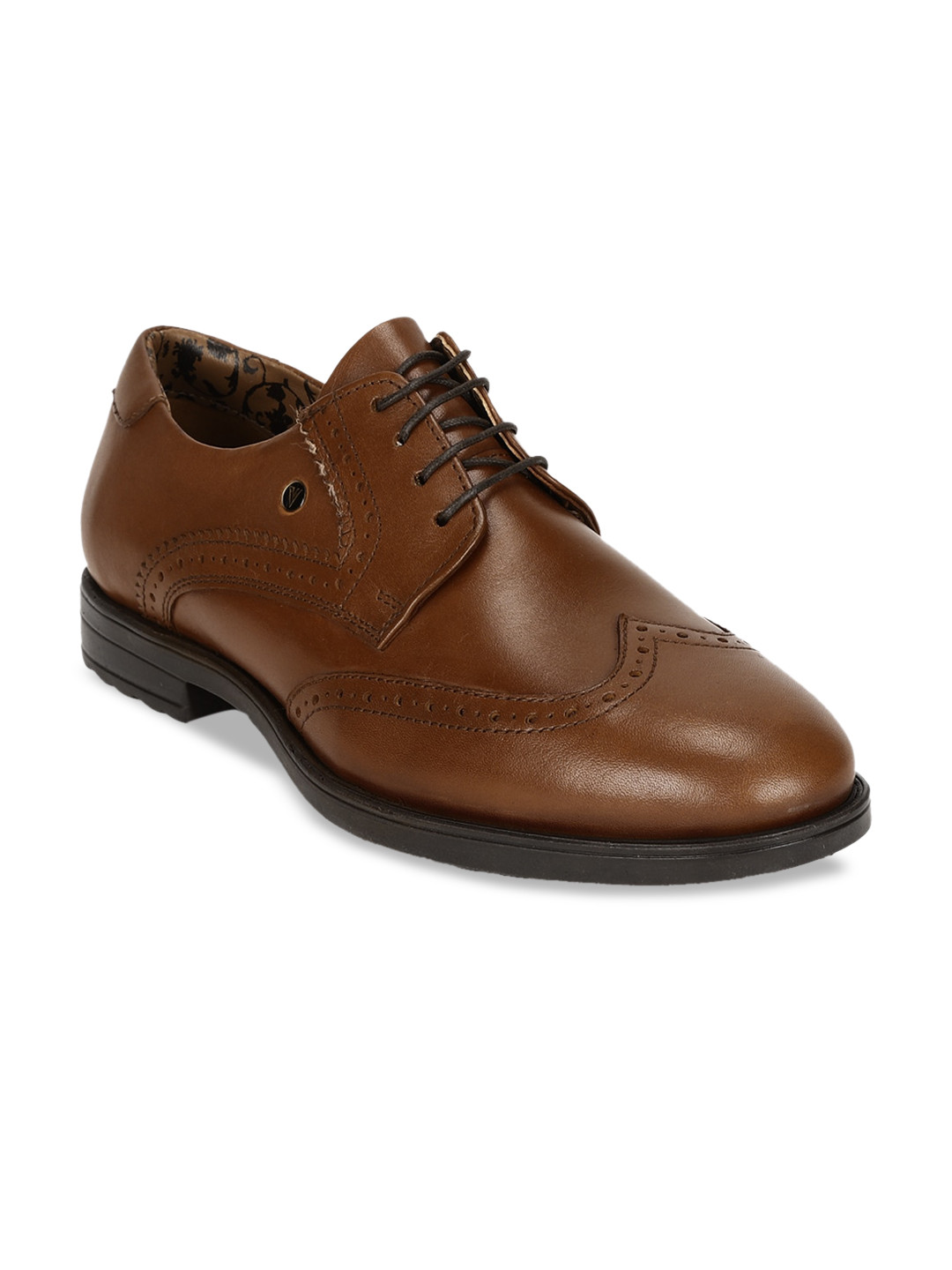 

Van Heusen Men Brown Solid Leather Formal Derbys