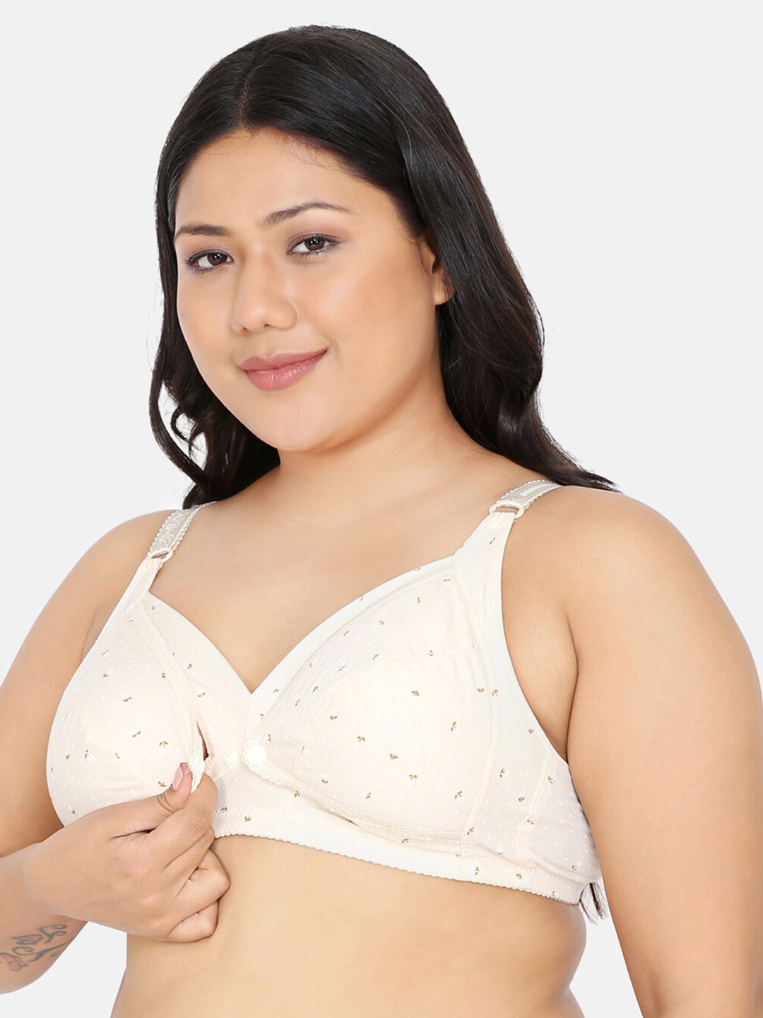 

MAMMA PRESTO Beige Printed Non-Wired Non Padded Maternity Nursing Bra MPF-25 BEIGE-C20