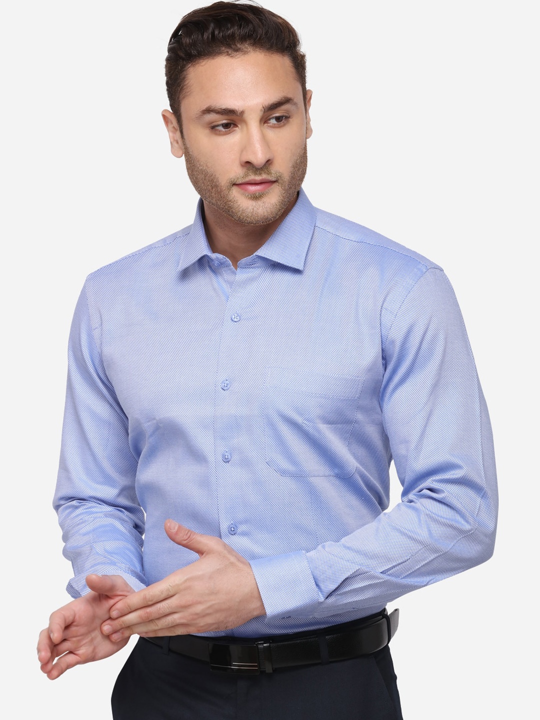 

METAL Men Blue Slim Fit Solid Casual Shirt