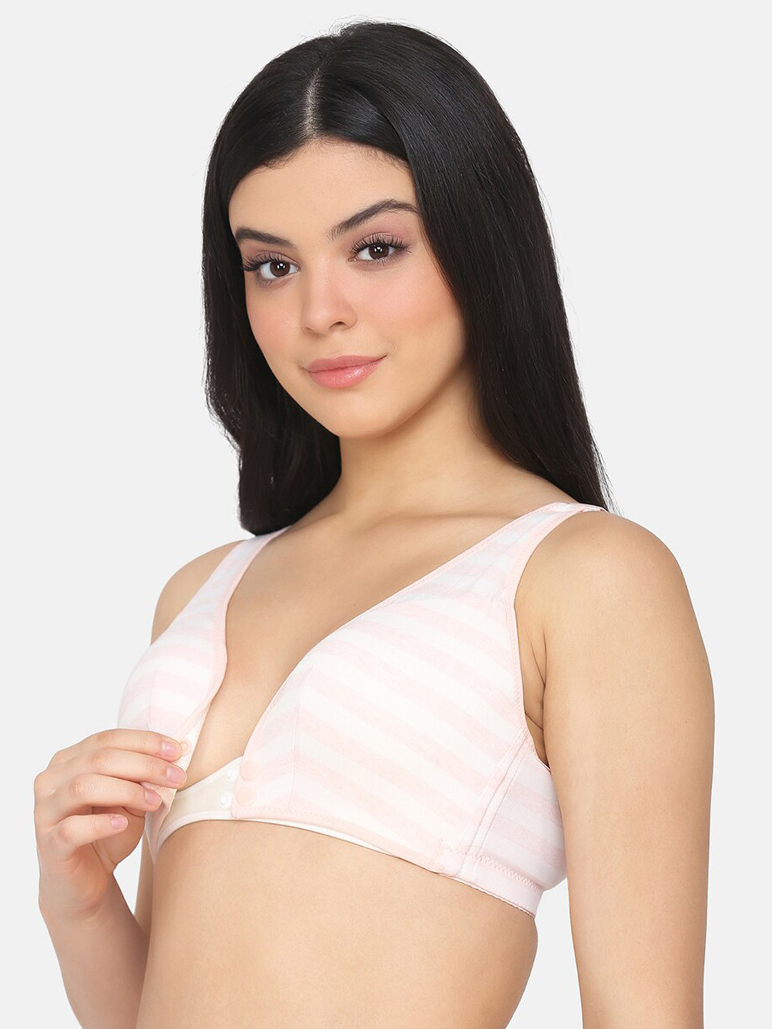 

MAMMA PRESTO Pink & White Printed Non-Wired Lightly Padded Maternity Nursing Bra MPF-31