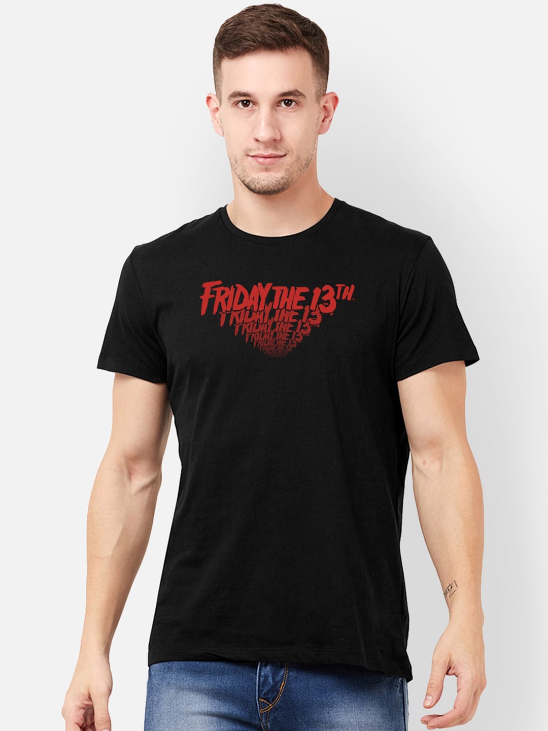 

Free Authority Men Black Friday The 13th Printed Round Neck T-shirt
