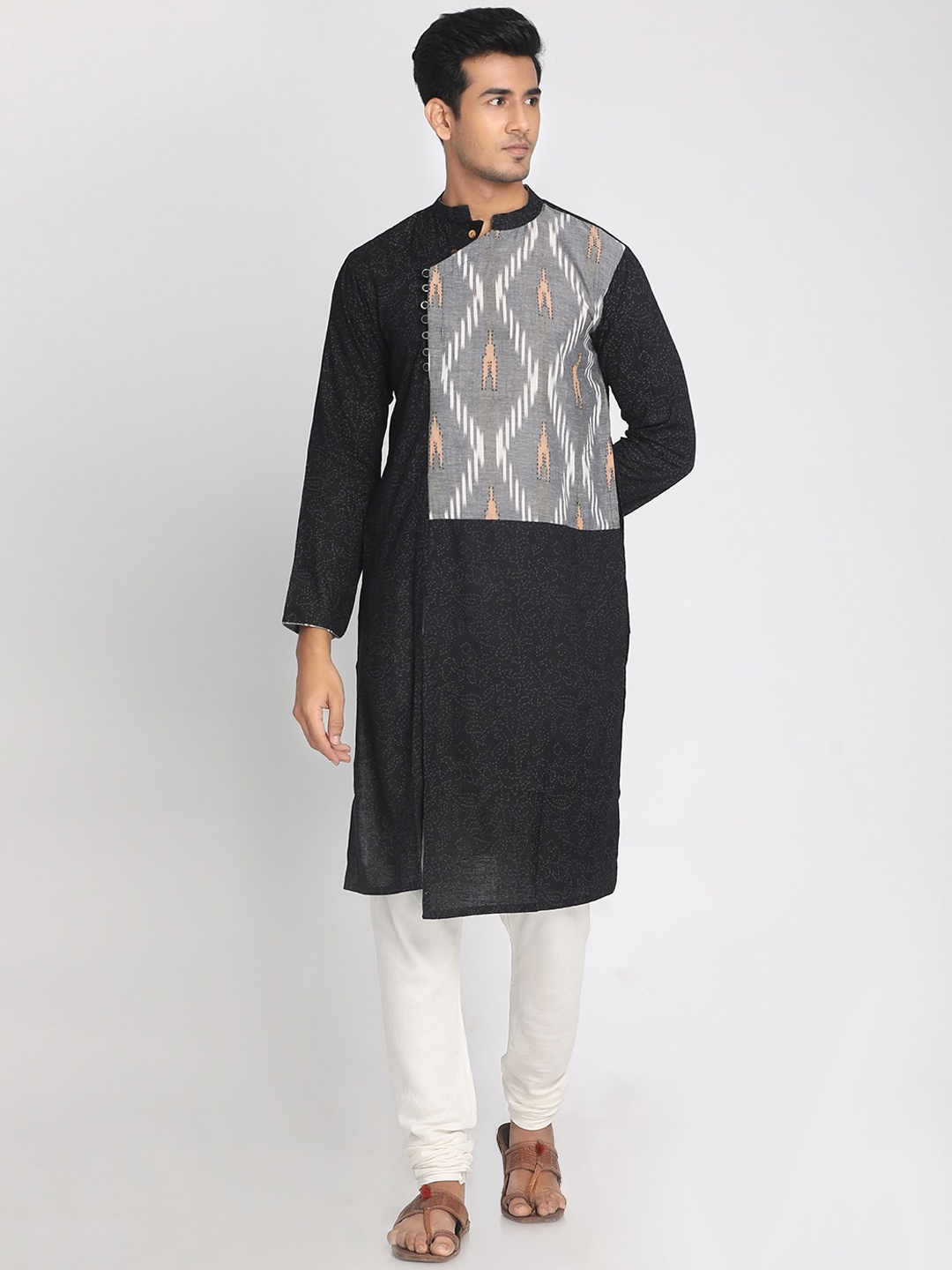 

Nakshi Men Black Woven Design A-Line Kurta