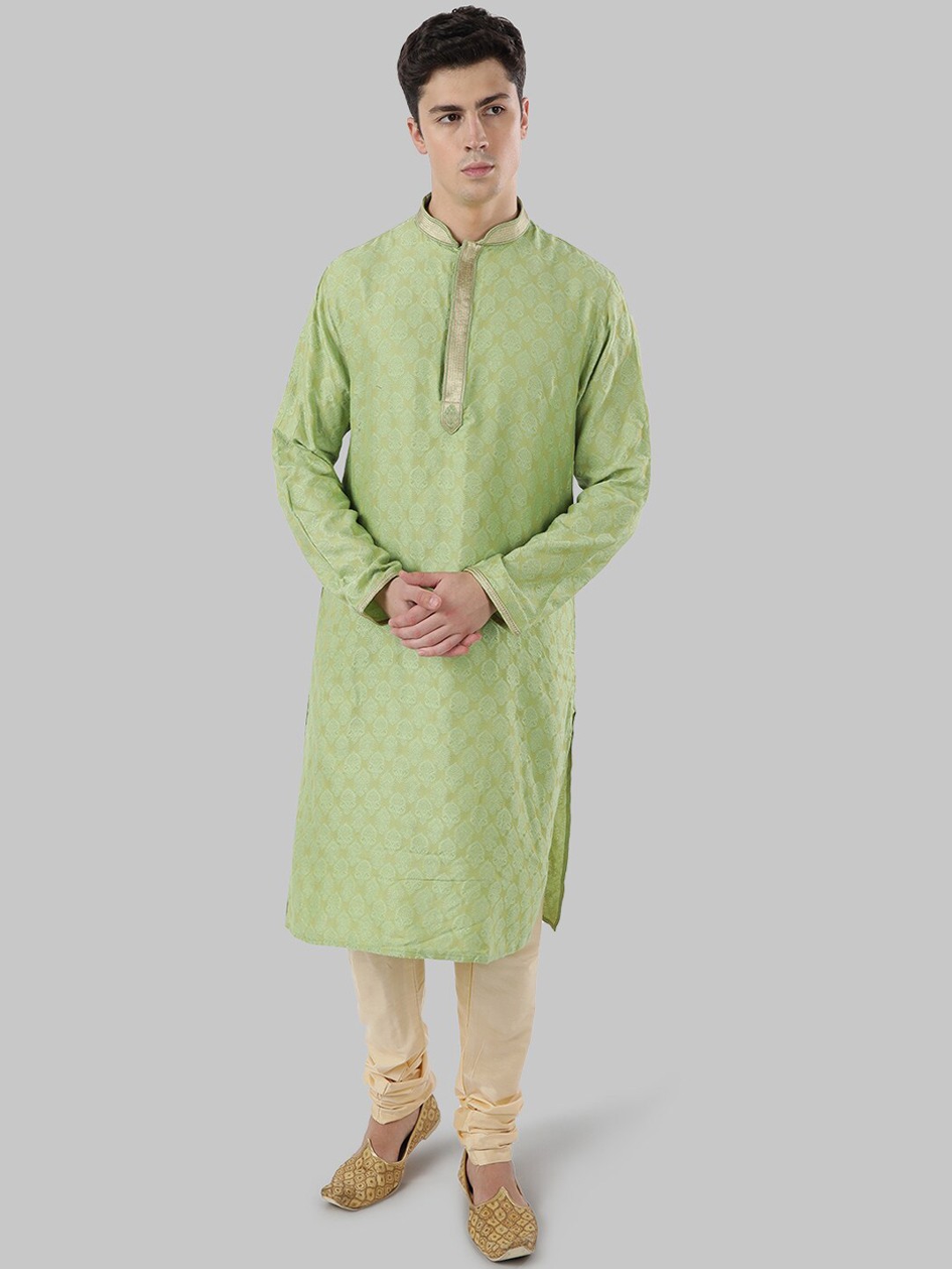 

Ethnix by Raymond Men Green Embroidered Straight Kurta