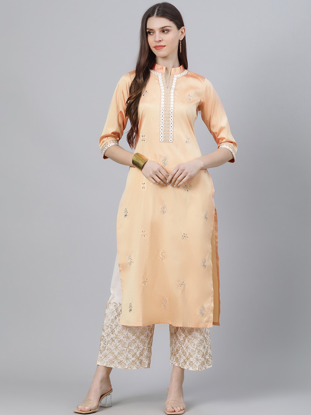

Libas Women Peach-Coloured Printed Kurta with Palazzos