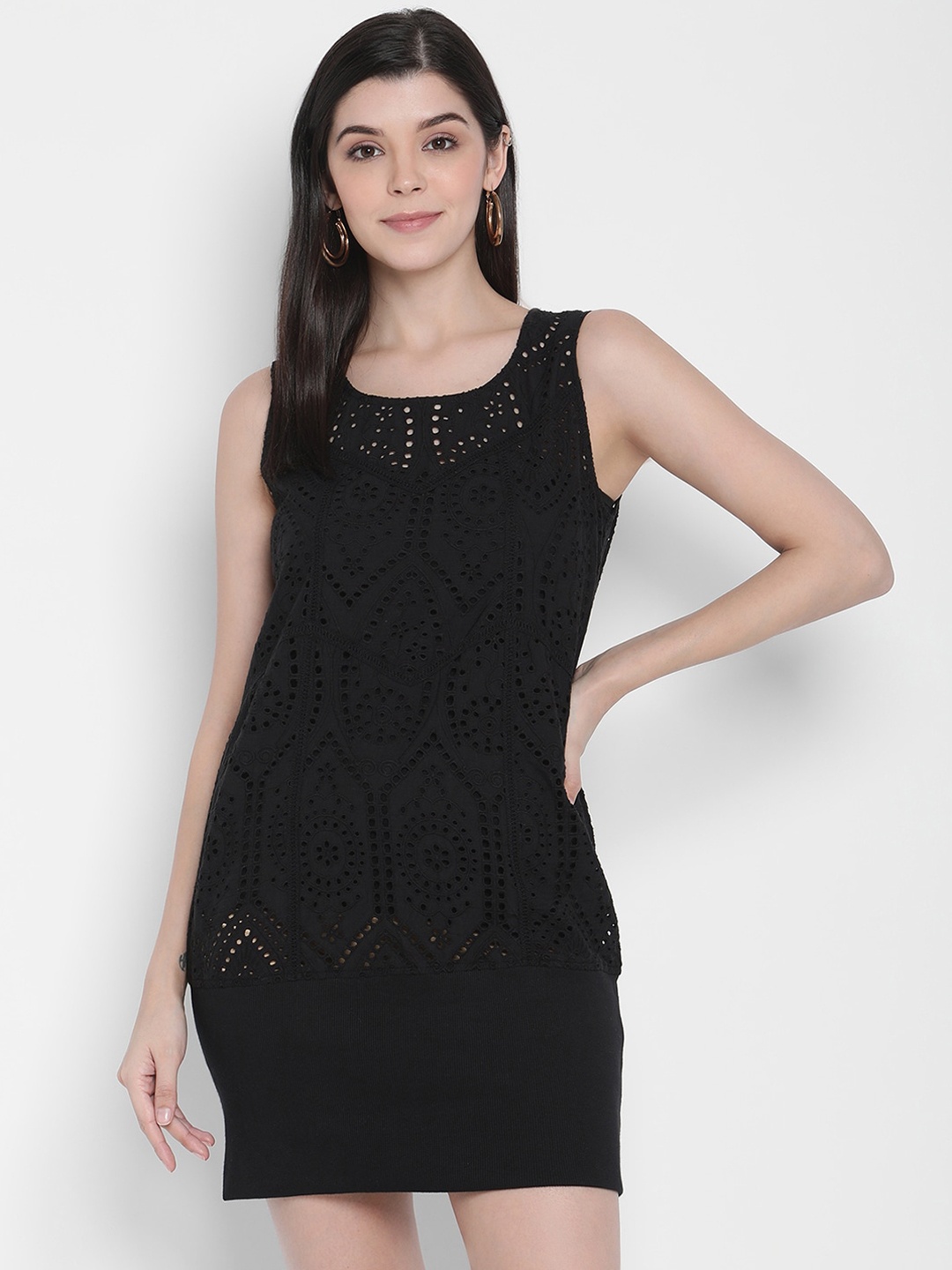 

Porsorte Women Black Embellished Sheath Dress