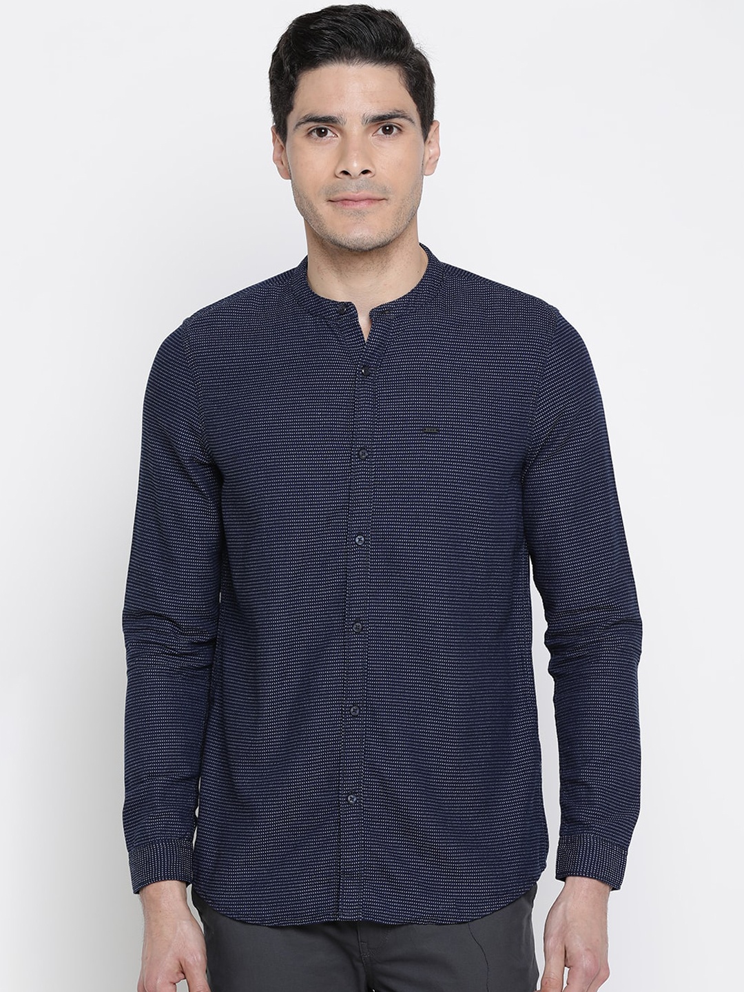 

Lee Men Navy Blue Slim Fit Printed Casual Shirt