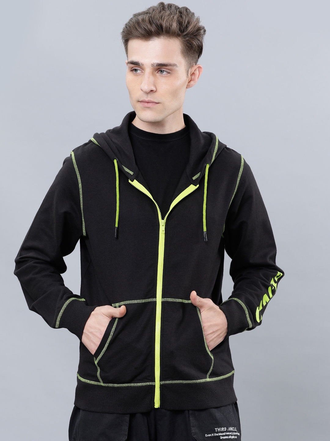 HIGHLANDER Men Black Solid Hooded Sweatshirt