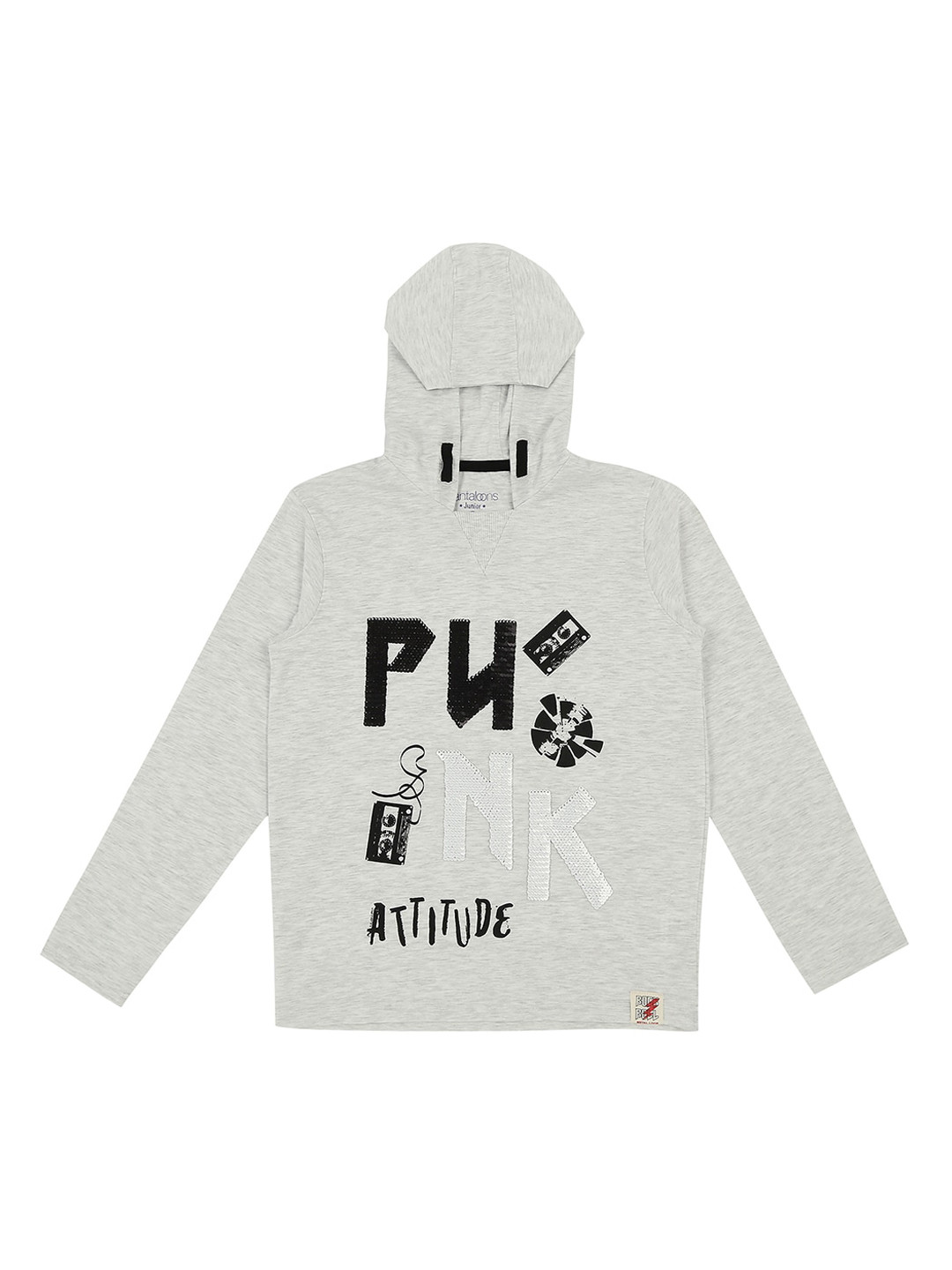 

Pantaloons Junior Boys Grey Typography Printed Hooded T-shirt