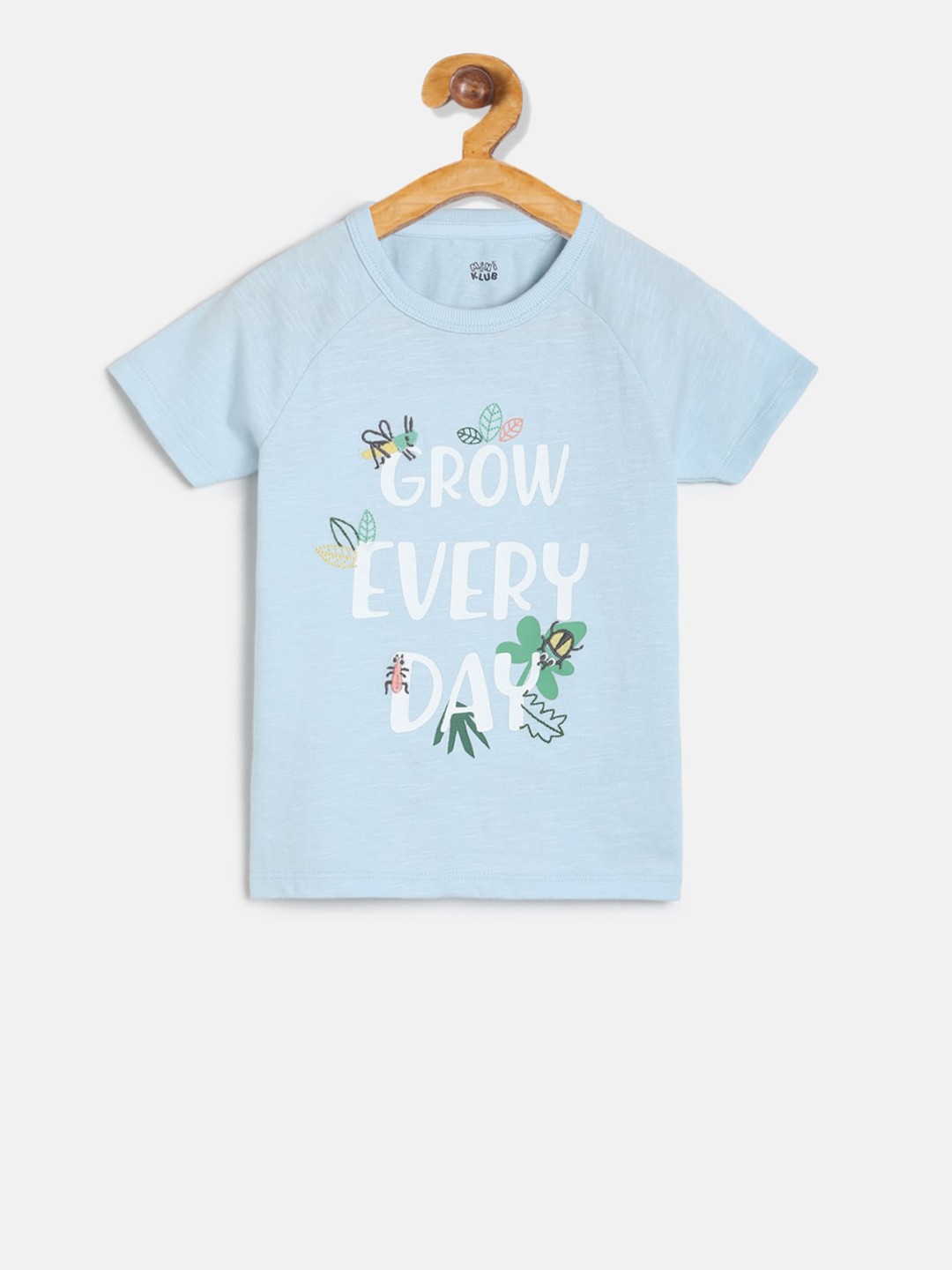 

MINI KLUB Boys Blue Printed Round Neck Pure Cotton T-shirt
