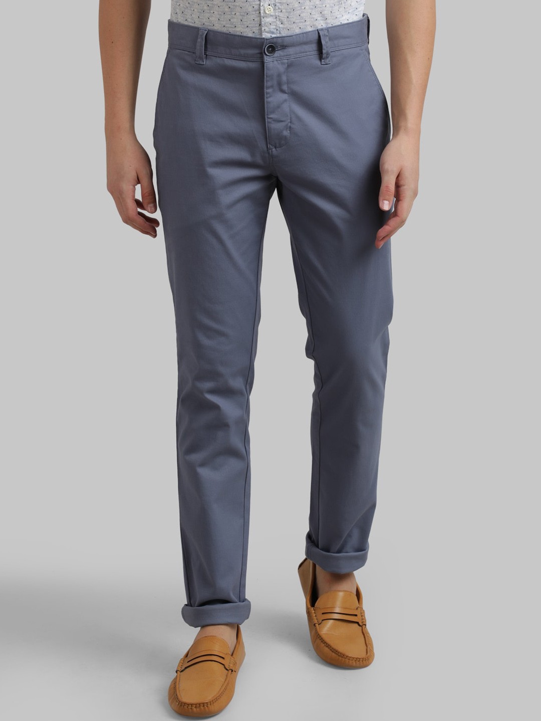 

Parx Men Blue Tapered Fit Solid Regular Trousers