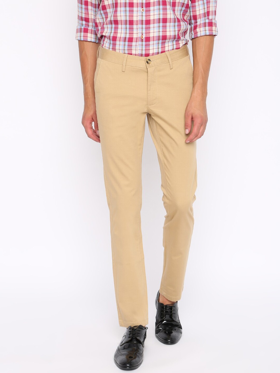 

Basics Men Khaki Brown Tapered Fit Solid Chinos
