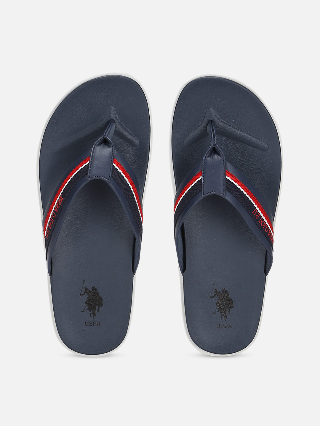 

U.S. Polo Assn. Men Navy Blue Striped Thong Flip-Flops