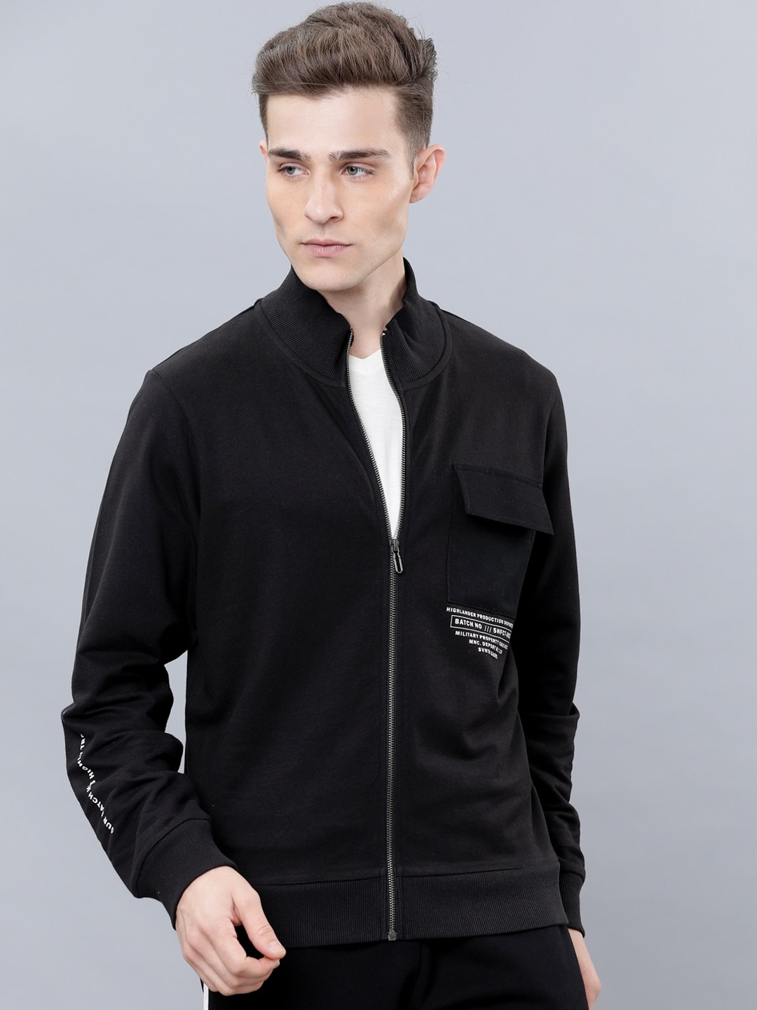 

HIGHLANDER Men Black Solid Sweatshirt
