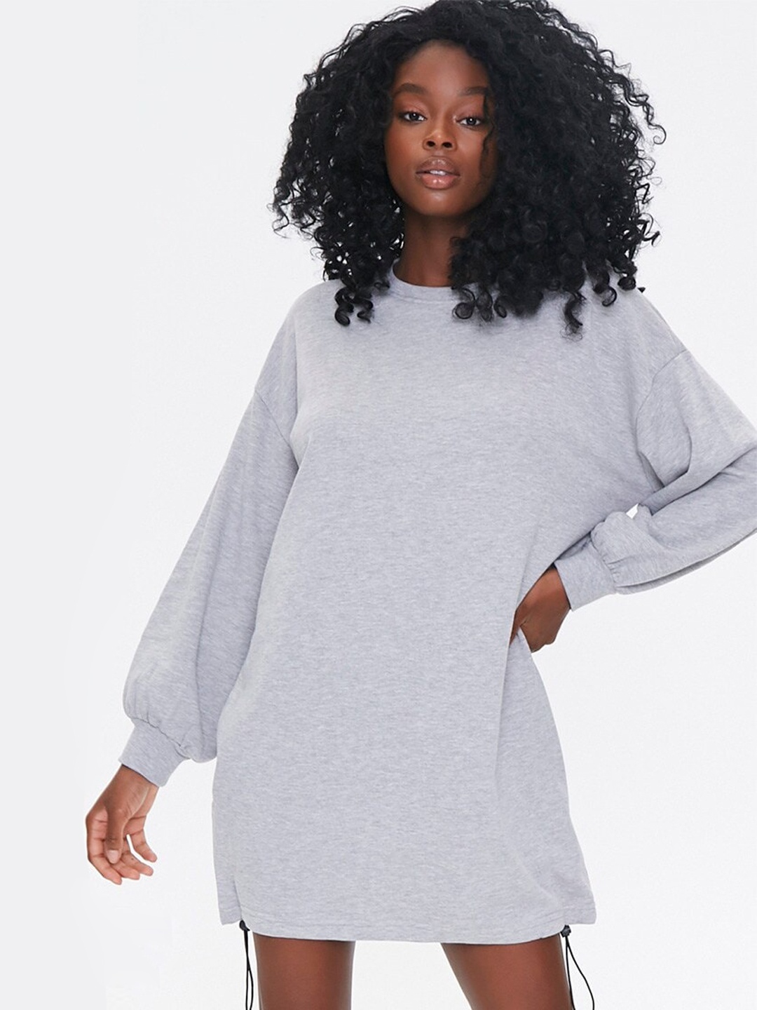 

FOREVER 21 Women Grey Solid A-Line Dress